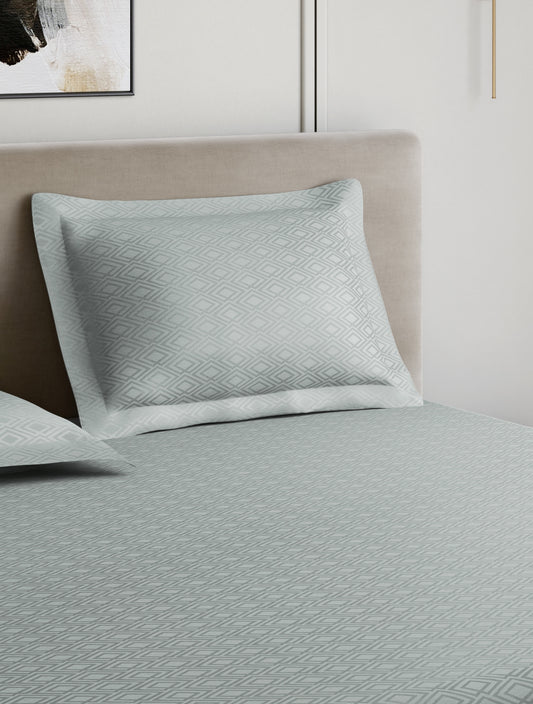 Home Ecstasy 100% Cotton 300 TC Jacquard Bedsheet Set - Glacial Blue