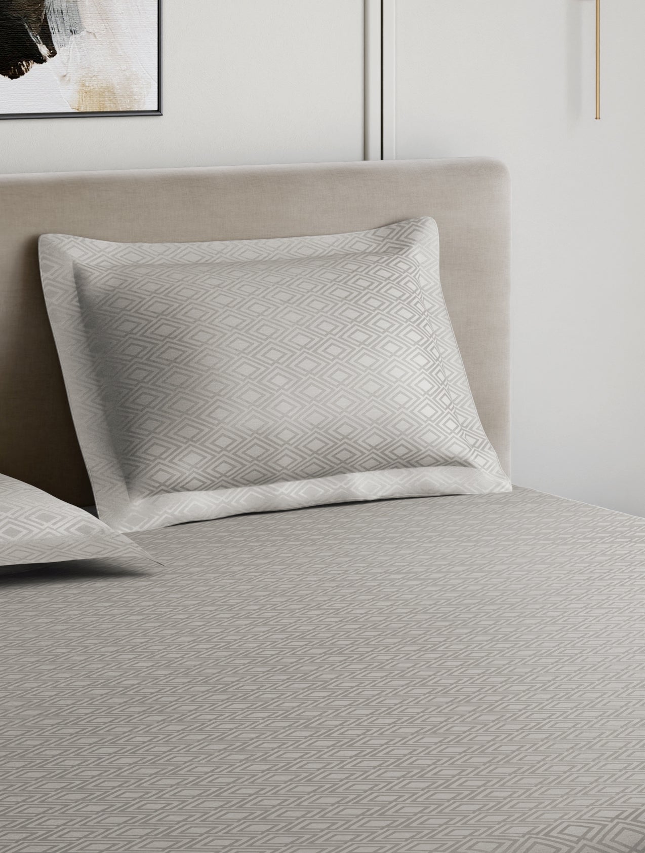 Home Ecstasy 100% Cotton 300 TC Jacquard Bedsheet Set - Warm Grey