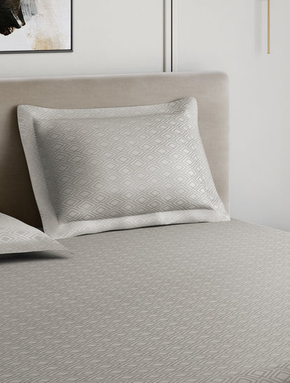 Home Ecstasy 100% Cotton 300 TC Jacquard Bedsheet Set - Warm Grey