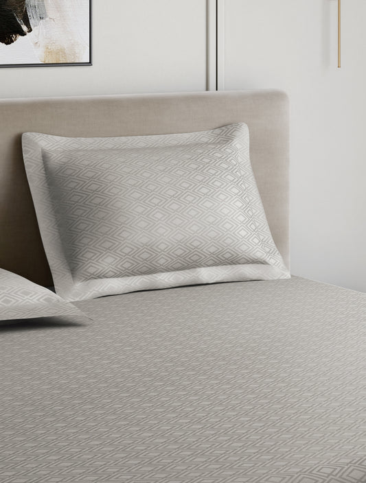 Home Ecstasy 100% Cotton 300 TC Jacquard Bedsheet Set - Warm Grey