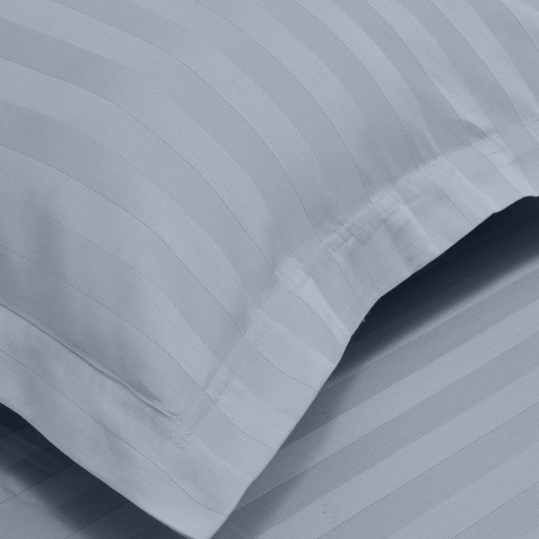Dreamscape 100% Cotton Stripe Bedsheet Set | 300 TC | Light Grey