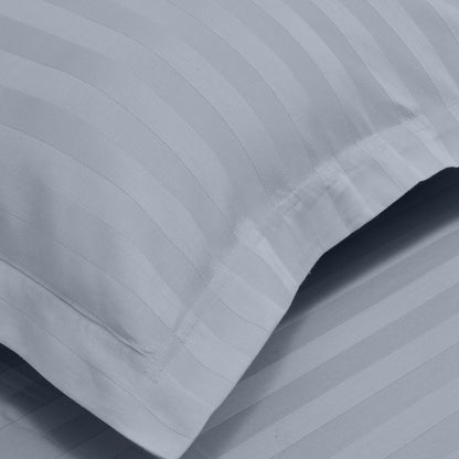 Dreamscape 100% Cotton Stripe Bedsheet Set | 300 TC | Light Grey