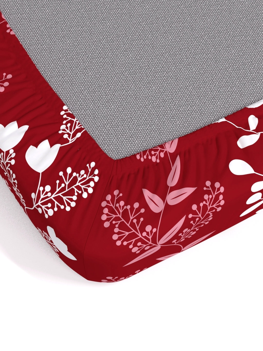 Home Ecstasy 100% Cotton Floral Bedsheet Set | 140 TC | Red