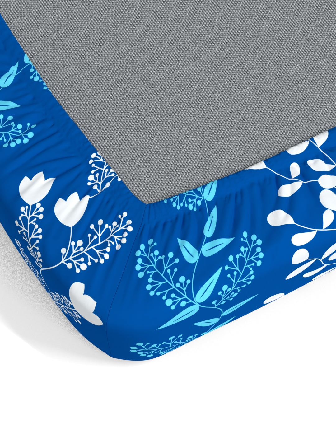 Home Ecstasy 100% Cotton Floral Bedsheet Set | 140 TC | Blue