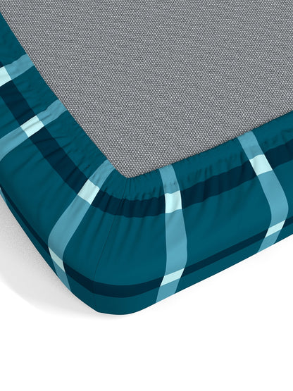 Home Ecstasy 100% Cotton Geometric Bedsheet Set | 140 TC | Teal Blue