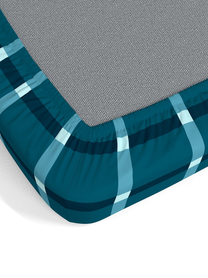 Home Ecstasy 100% Cotton Geometric Bedsheet Set | 140 TC | Teal Blue