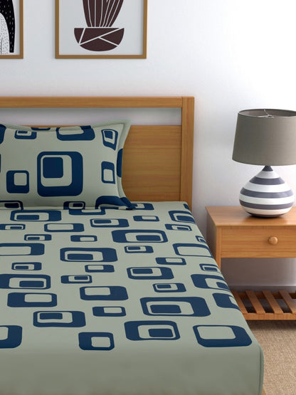 Home Ecstasy 100% Cotton Geometric Bedsheet Set | 140 TC | Grey