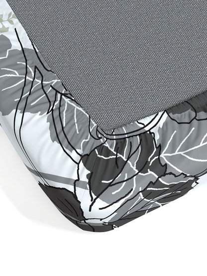 Home Ecstasy 100% Cotton Floral Bedsheet Set | 140 TC | Grey