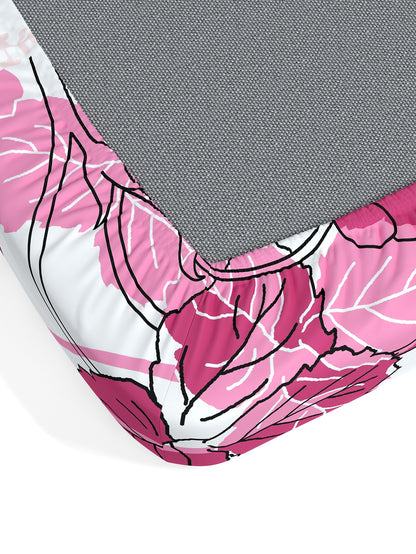 Home Ecstasy 100% Cotton Floral Bedsheet Set | 140 TC | Light Pink