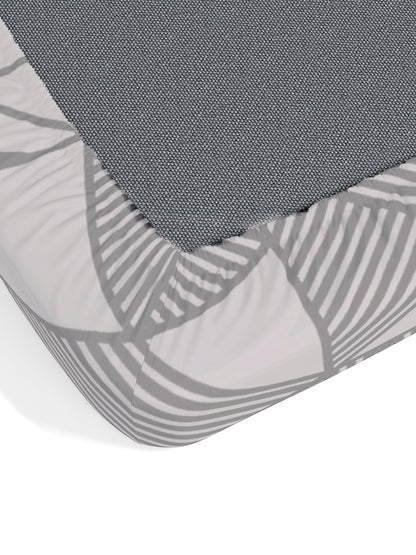 Home Ecstasy 100% Cotton Geometric Bedsheet Set | 140 TC | Grey