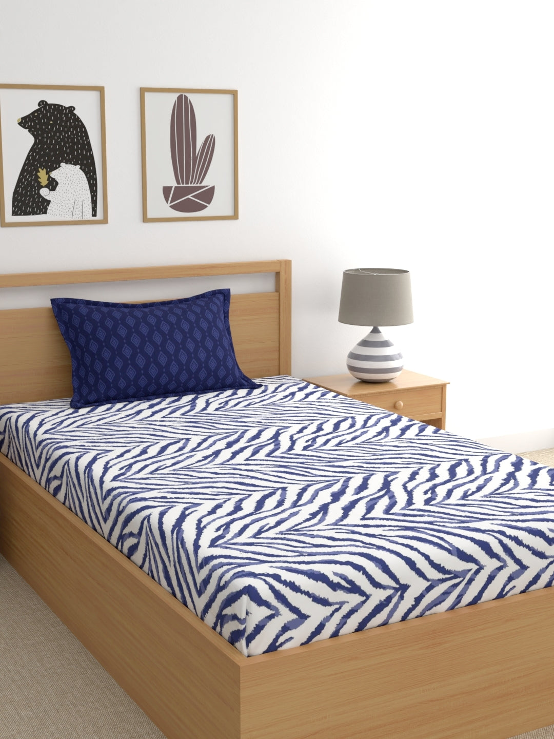 Home Ecstasy 100% Cotton Abstract Bedsheet Set | 140 TC | Blue