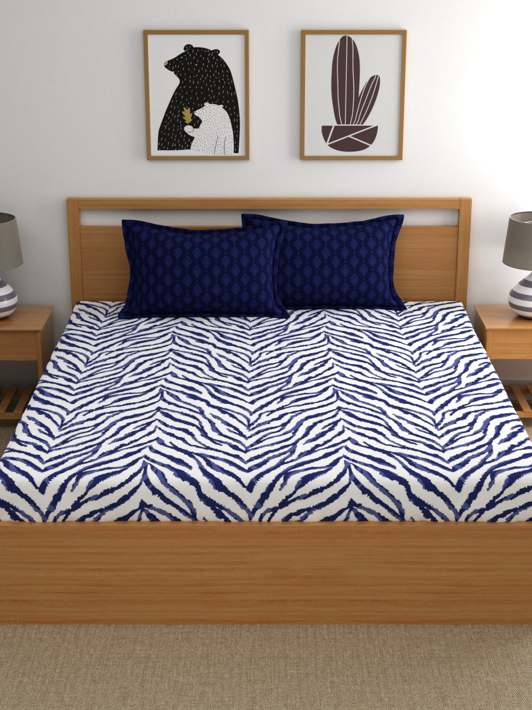 Home Ecstasy 100% Cotton Abstract Bedsheet Set | 140 TC | Blue