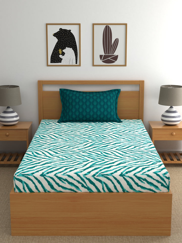 Home Ecstasy 100% Cotton Abstract Bedsheet Set | 140 TC | Teal Green