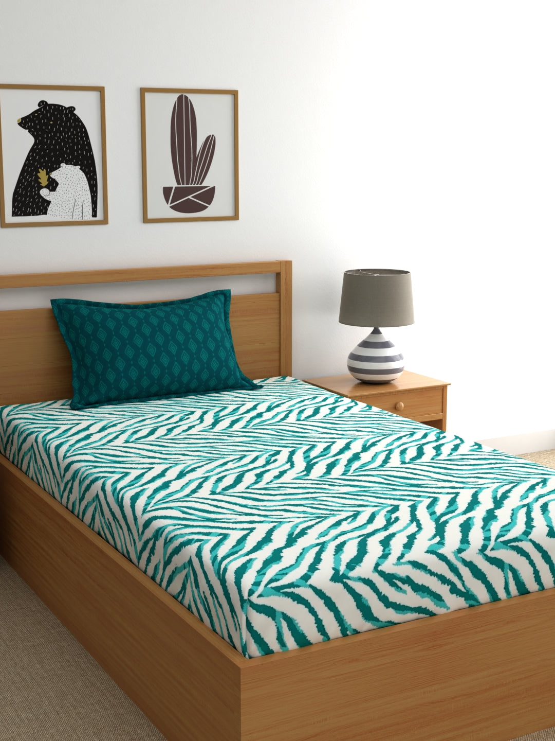 Home Ecstasy 100% Cotton Abstract Bedsheet Set | 140 TC | Teal Green