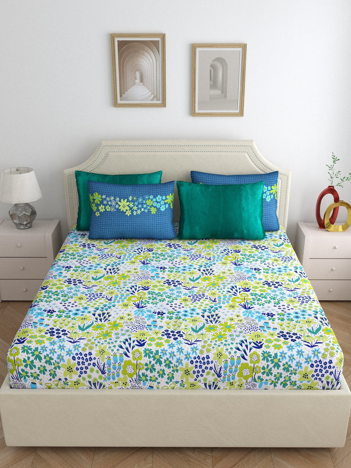 Home Ecstasy 100% Cotton 140TC Double Premium Bedsheets with 4 Pillow Covers