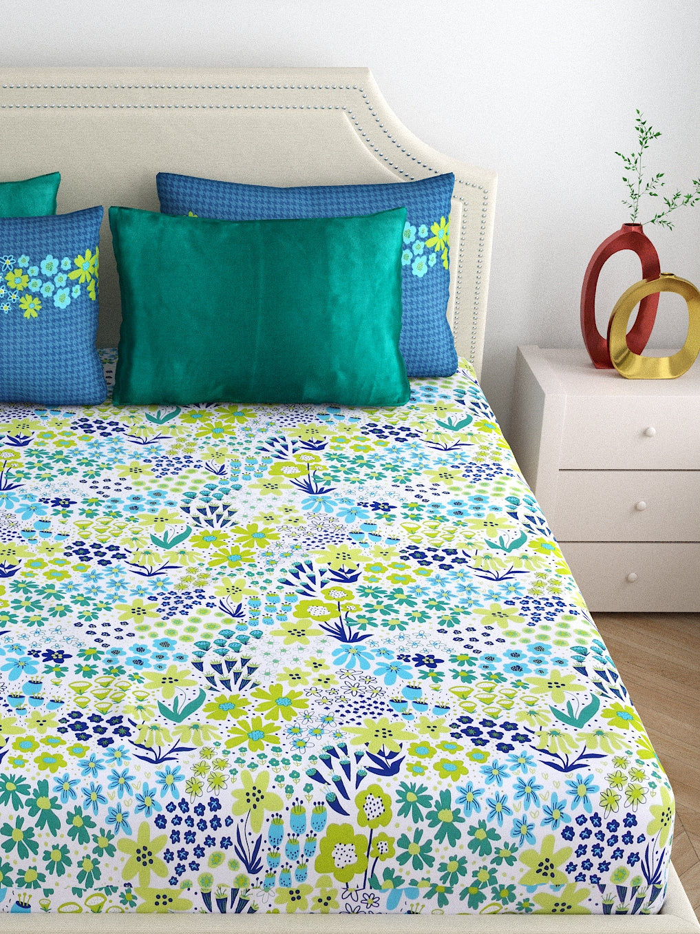 Home Ecstasy 100% Cotton 140TC Double Premium Bedsheets with 4 Pillow Covers