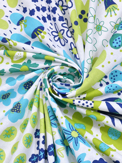Home Ecstasy 100% Cotton Floral Bedsheet Set | 140 TC | Blue
