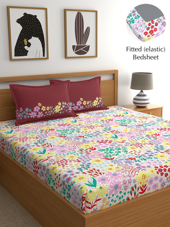 Home Ecstasy 100% 180TC Cotton Floral Bedsheet Set