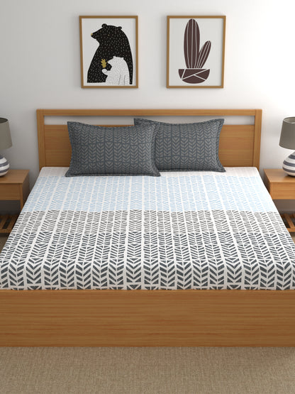 Home Ecstasy 100% Cotton Abstract Bedsheet Set | 140 TC | Grey