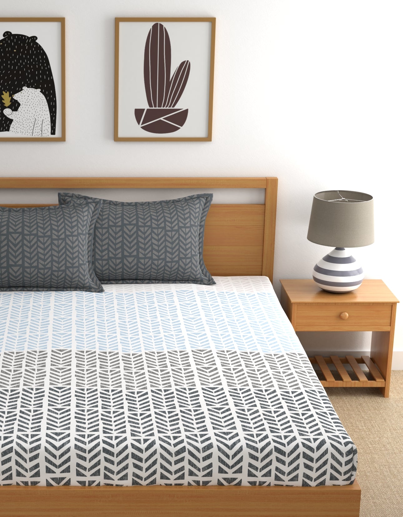 Home Ecstasy 100% Cotton Abstract Bedsheet Set | 140 TC | Grey