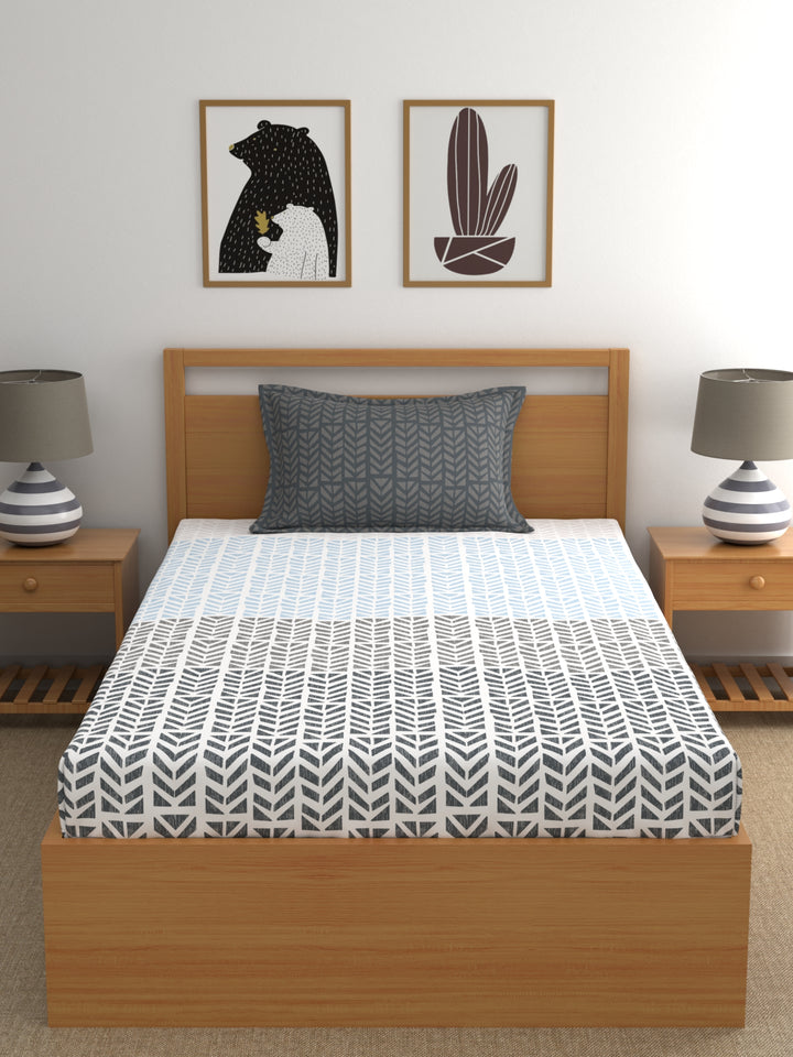 Home Ecstasy 100% Cotton Abstract Bedsheet Set | 140 TC | Grey