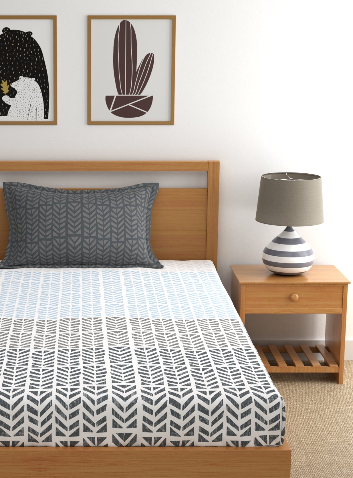 Home Ecstasy 100% Cotton Abstract Bedsheet Set | 140 TC | Grey