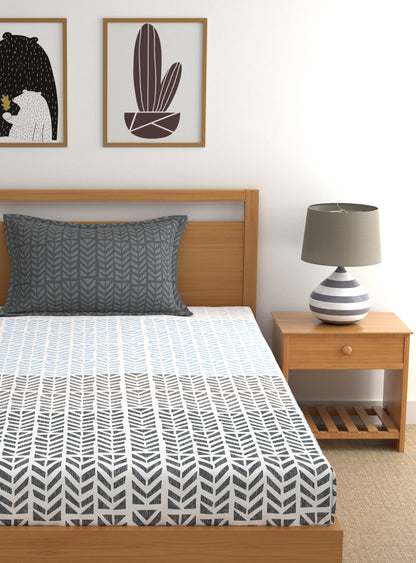 Home Ecstasy 100% Cotton Abstract Bedsheet Set | 140 TC | Grey