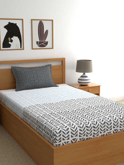 Home Ecstasy 100% Cotton Abstract Bedsheet Set | 140 TC | Grey