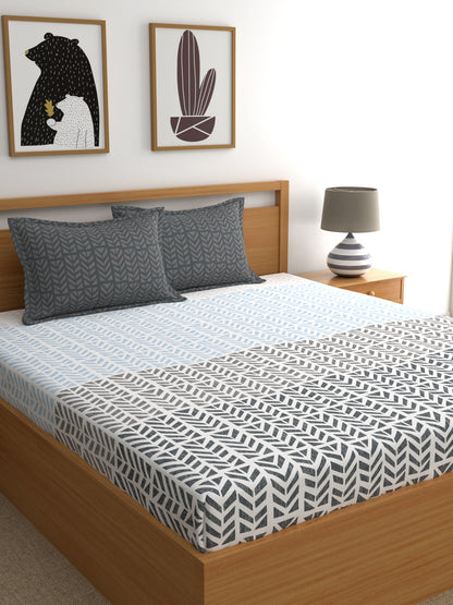Home Ecstasy 100% Cotton Abstract Bedsheet Set | 140 TC | Grey