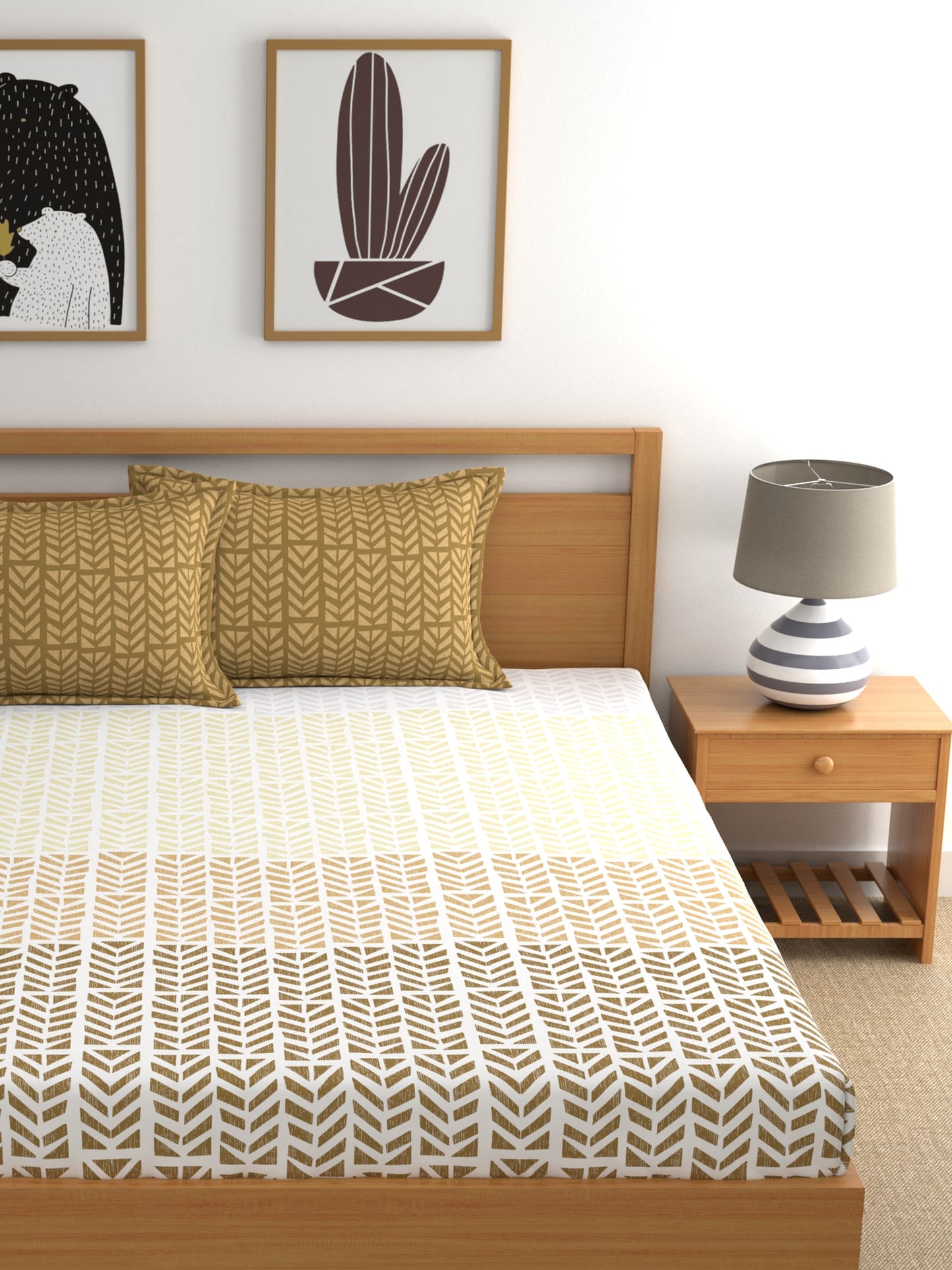 Home Ecstasy 100% Cotton Abstract Bedsheet Set | 140 TC | Brown