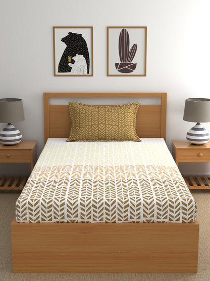 Home Ecstasy 100% Cotton Abstract Bedsheet Set | 140 TC | Brown