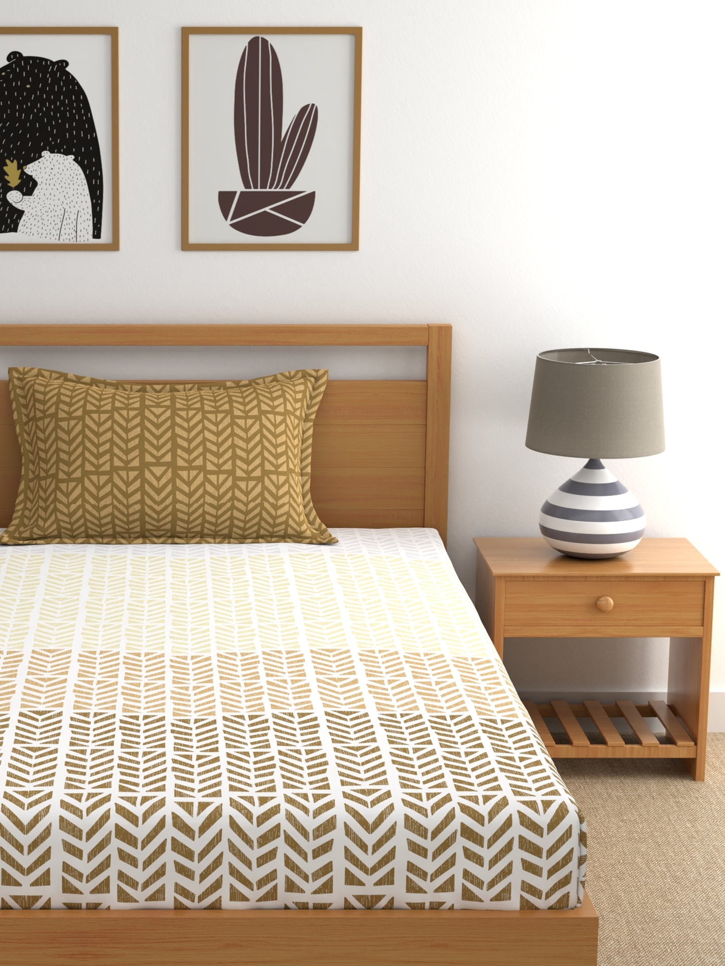 Home Ecstasy 100% Cotton Abstract Bedsheet Set | 140 TC | Brown