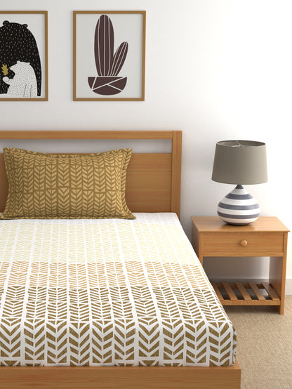Home Ecstasy 100% Cotton Abstract Bedsheet Set | 140 TC | Brown
