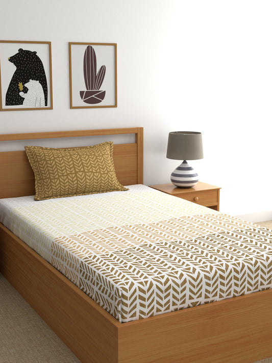 Home Ecstasy 100% Cotton 140 TC Abstract Bedsheet Set - Colour: Brown