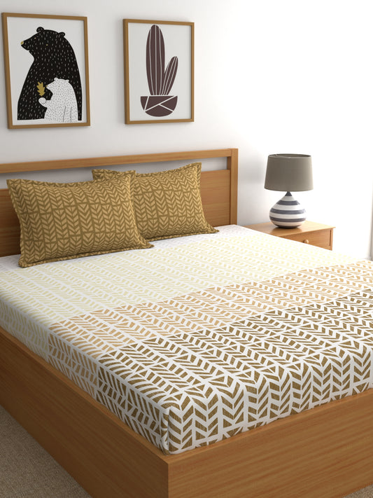 Home Ecstasy 100% Cotton Abstract Bedsheet Set | 140 TC | Brown