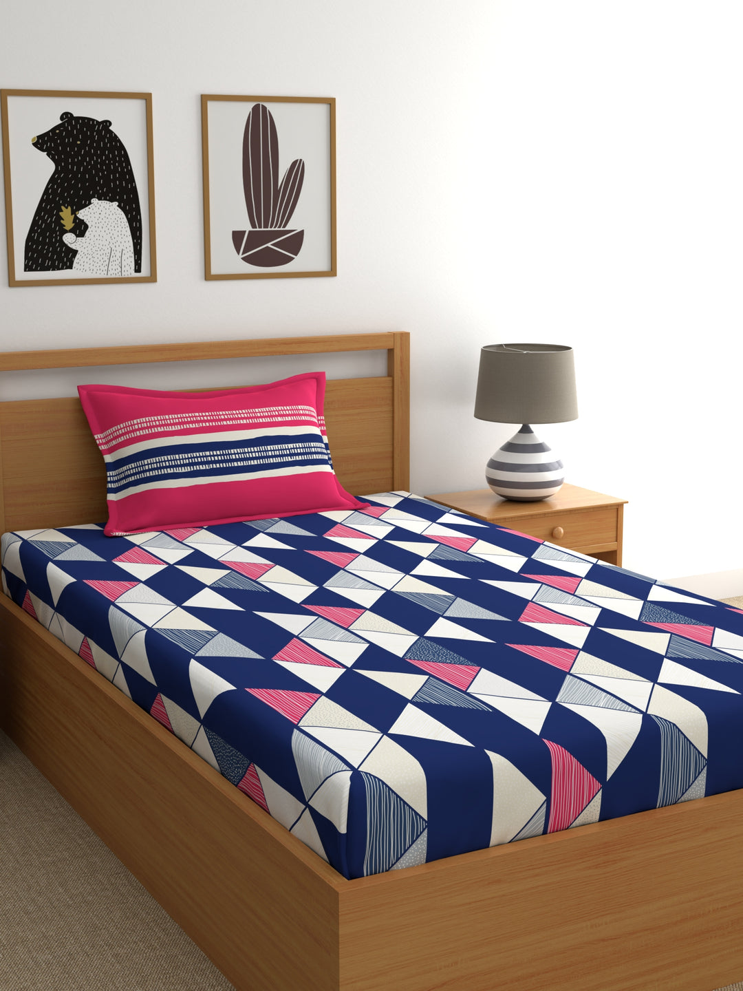 Home Ecstasy 100% Cotton Geometric Bedsheet Set | 140 TC | Red