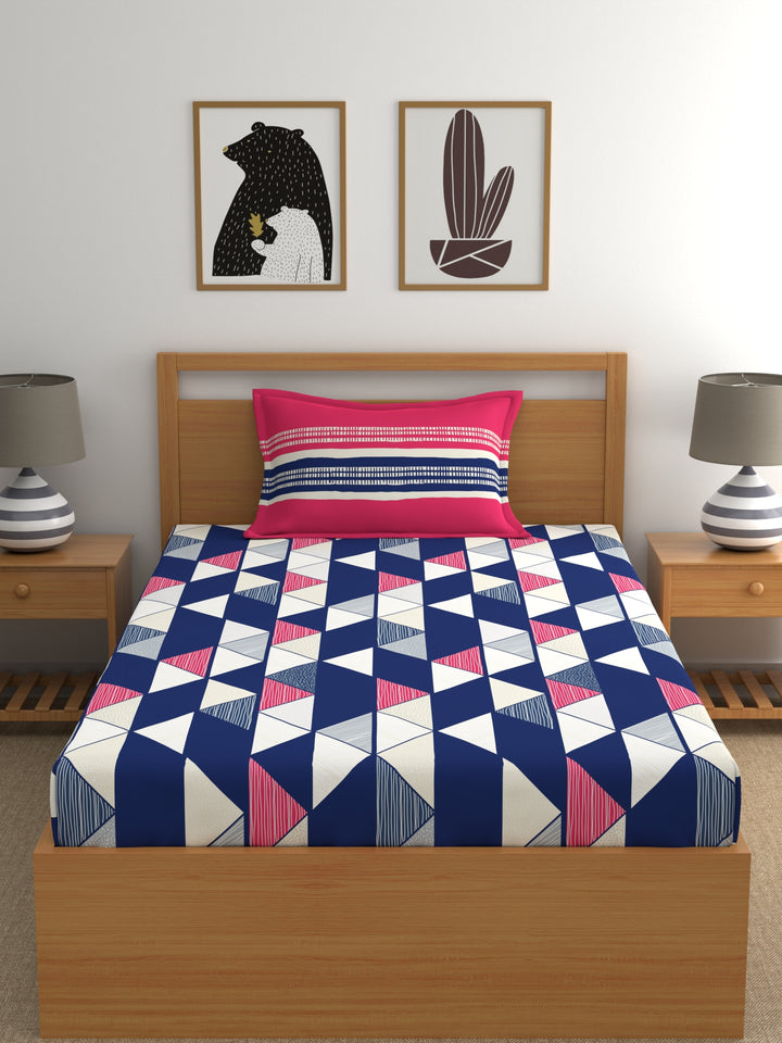 Home Ecstasy 100% Cotton Geometric Bedsheet Set | 140 TC | Red