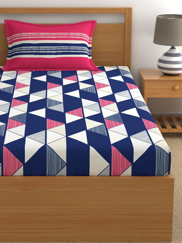 Home Ecstasy 100% Cotton Geometric Bedsheet Set | 140 TC | Red