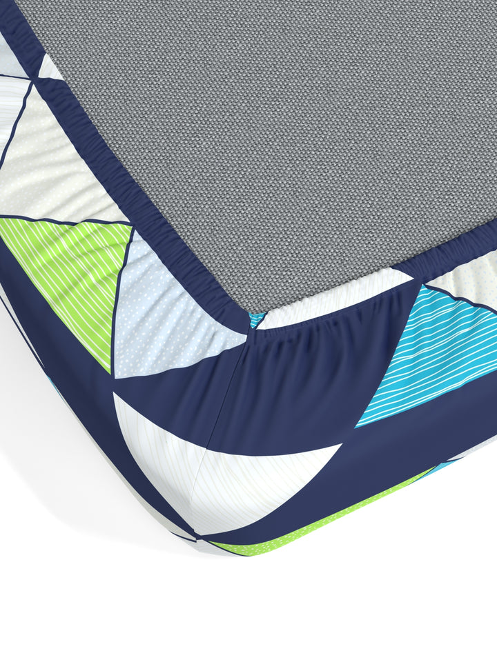 Home Ecstasy 100% Cotton Geometric Bedsheet Set | 140 TC | Navy Blue