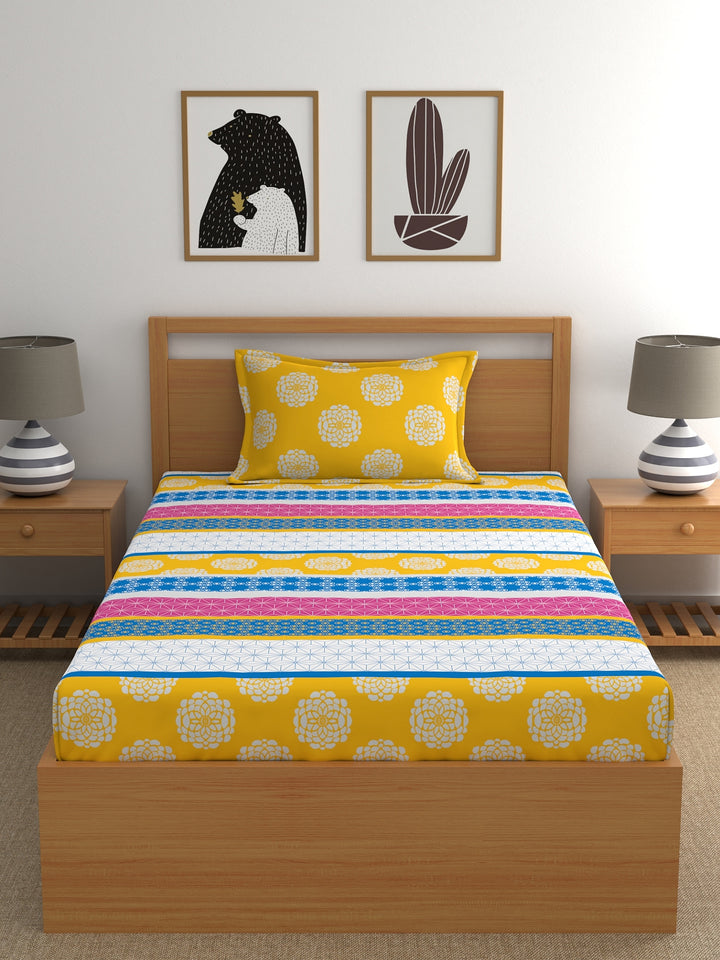 Home Ecstasy 100% Cotton Ethnic Bedsheet Set | 140 TC | Multicolour