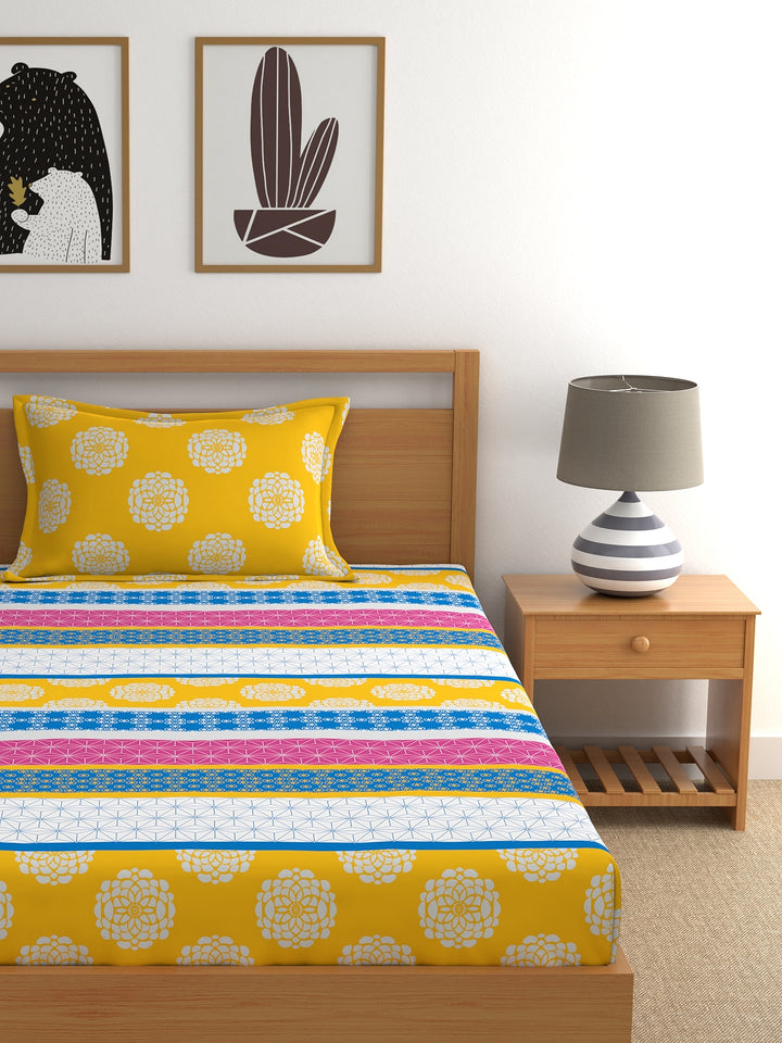 Home Ecstasy 100% Cotton Ethnic Bedsheet Set | 140 TC | Multicolour