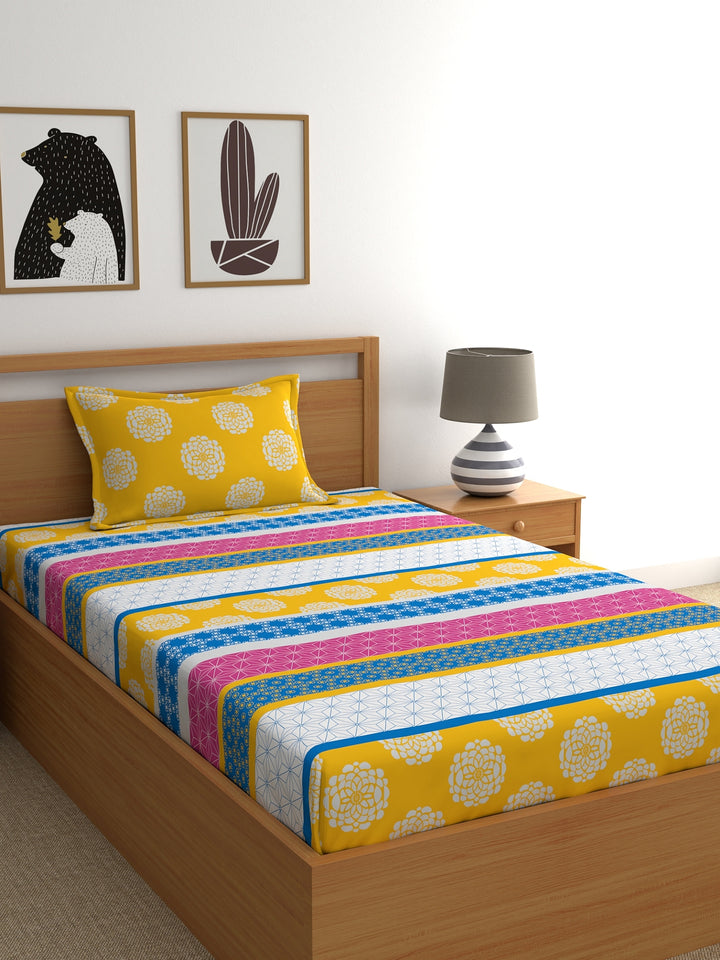 Home Ecstasy 100% Cotton Ethnic Bedsheet Set | 140 TC | Multicolour