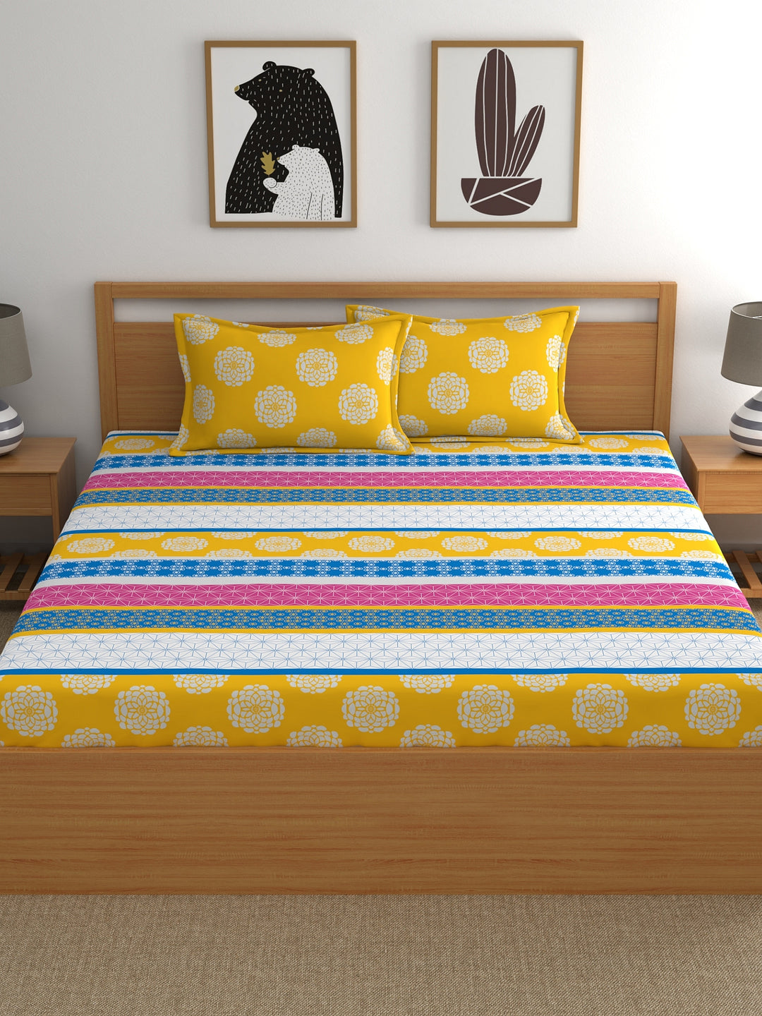 Home Ecstasy 100% Cotton Ethnic Bedsheet Set | 140 TC | Multicolour