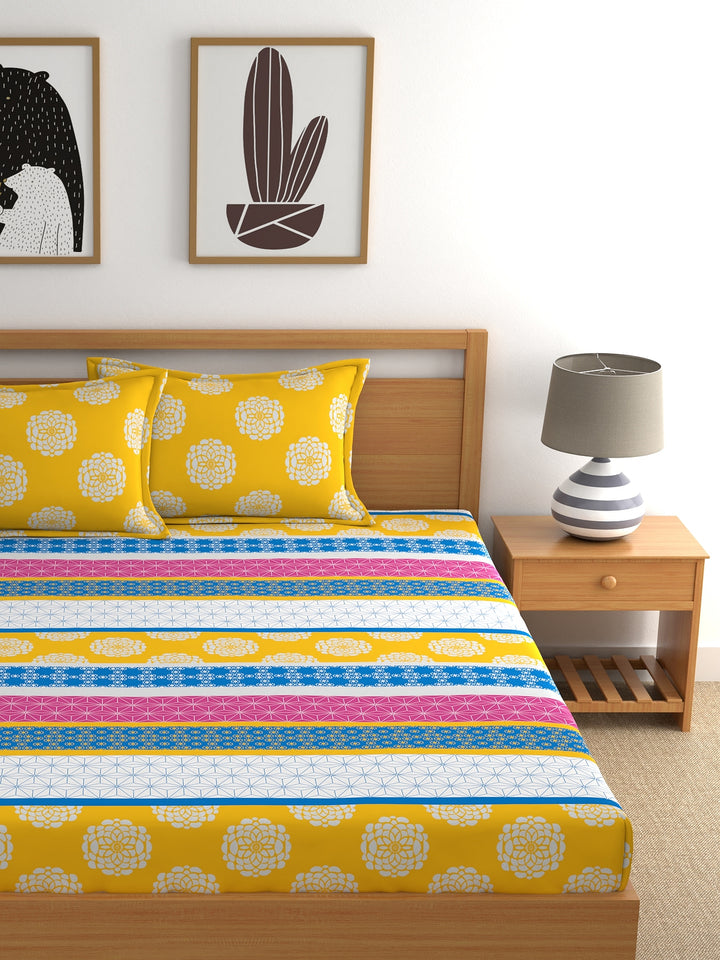 Home Ecstasy 100% Cotton Ethnic Bedsheet Set | 140 TC | Multicolour