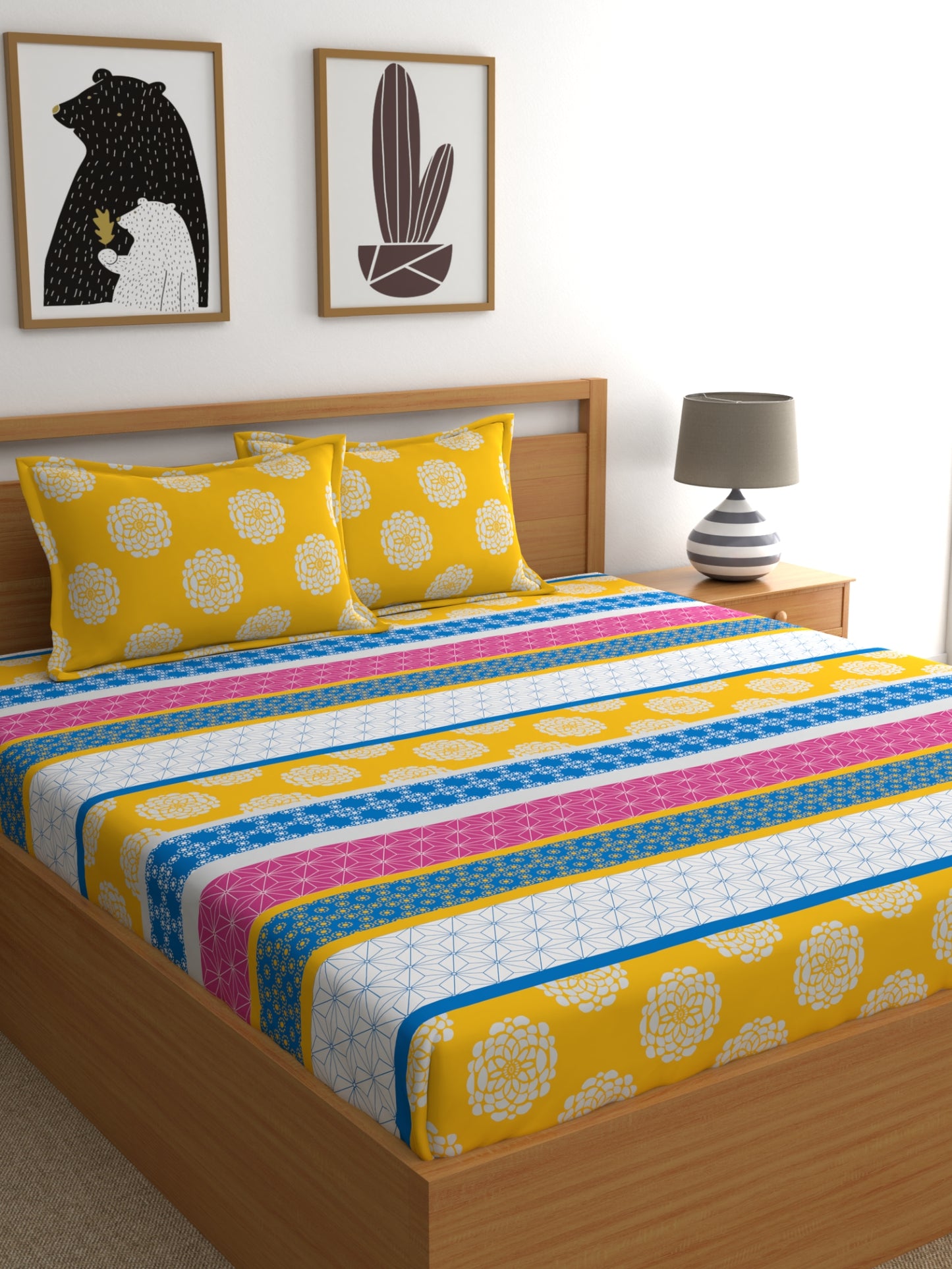 Home Ecstasy 100% Cotton Ethnic Bedsheet Set | 140 TC | Multicolour