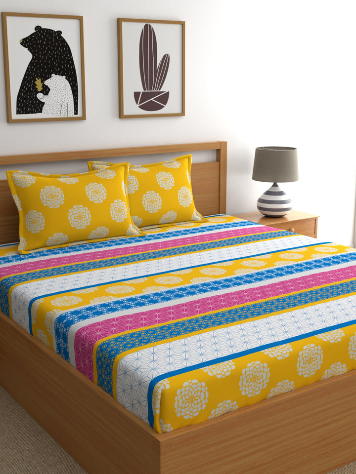 Home Ecstasy 100% Cotton Ethnic Bedsheet Set | 140 TC | Multicolour