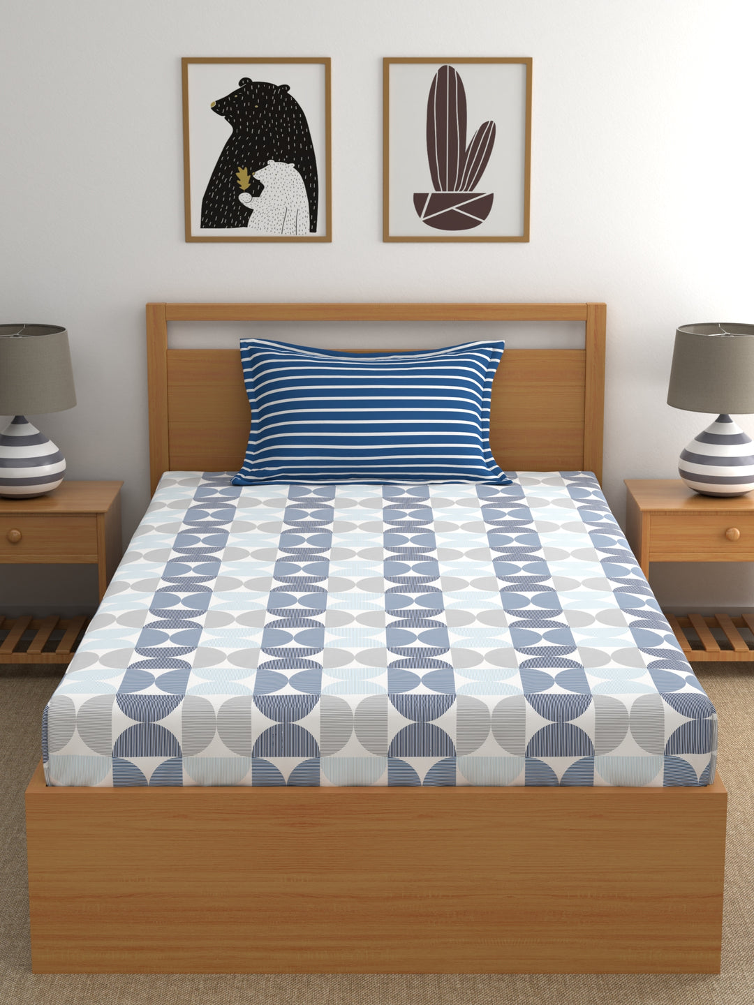Home Ecstasy 100% 180TC Cotton Abstract Bedsheet Set