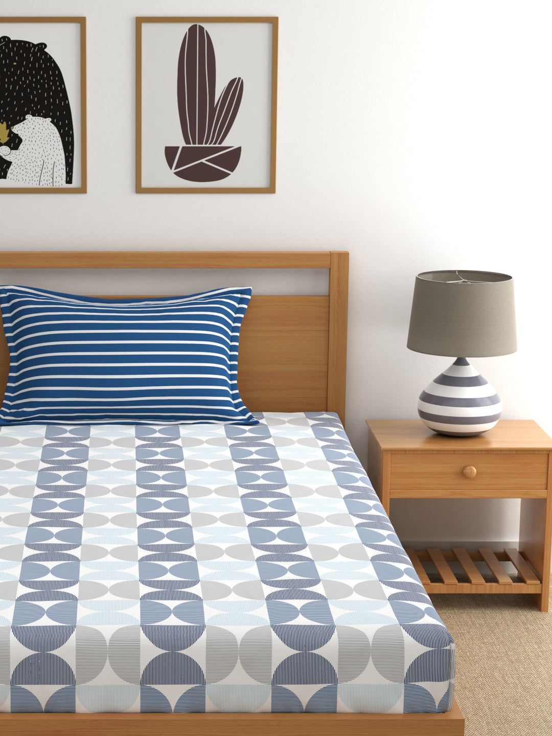 Home Ecstasy 100% 180TC Cotton Abstract Bedsheet Set