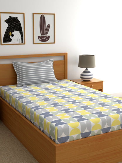 Home Ecstasy 100% Cotton Abstract Bedsheet Set | 140 TC | Yellow