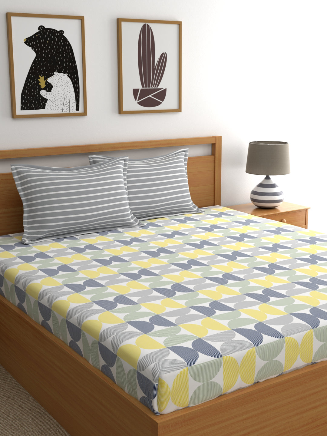 Home Ecstasy 100% 180TC Cotton Abstract Bedsheet Set